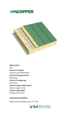 Lastenboek staande naad op verluchte bebording in het dak - VMCOPPER Green